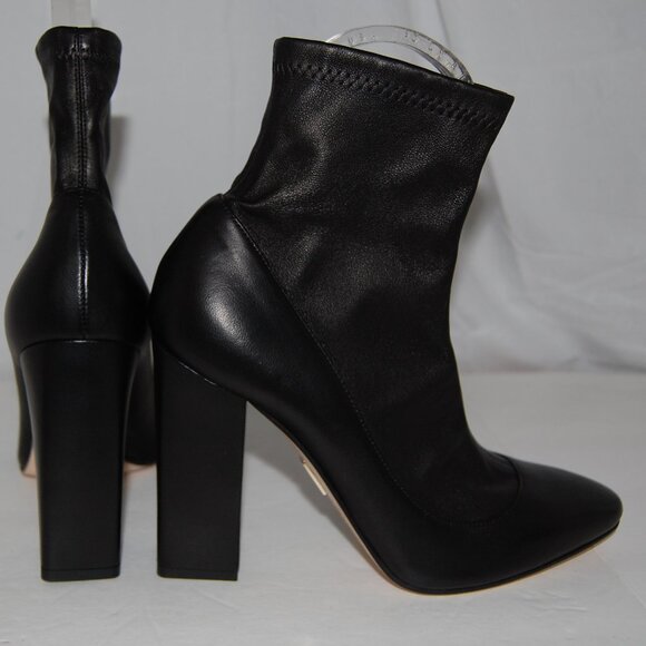 38/8 ❤️ TAMARA MELLON HIGH HEELS BLACK Stretch Leather Ankle BOOTS BOOTIE ITALY - Picture 1 of 13